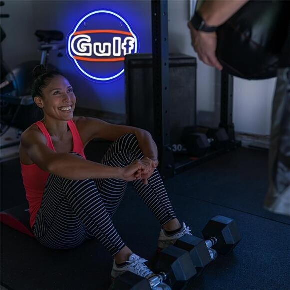 Gulf Neon LED Light Sign Garage Shop Decor Bar Man Cave Wall Oil Lube Mechanix - Picture 5 of 7